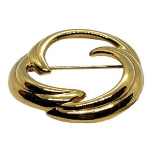 Vintage Signed Napier Swirl Circle Goldtone  Brooch Pin